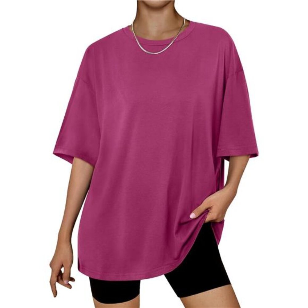 Womens Oversized Summer T Shirts Business Casual Dressy Shorts HotPink